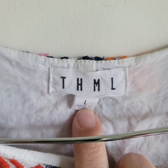 THML, Wide Stripe Dress, Blue and White, Size Large - Picture 8 of 9
